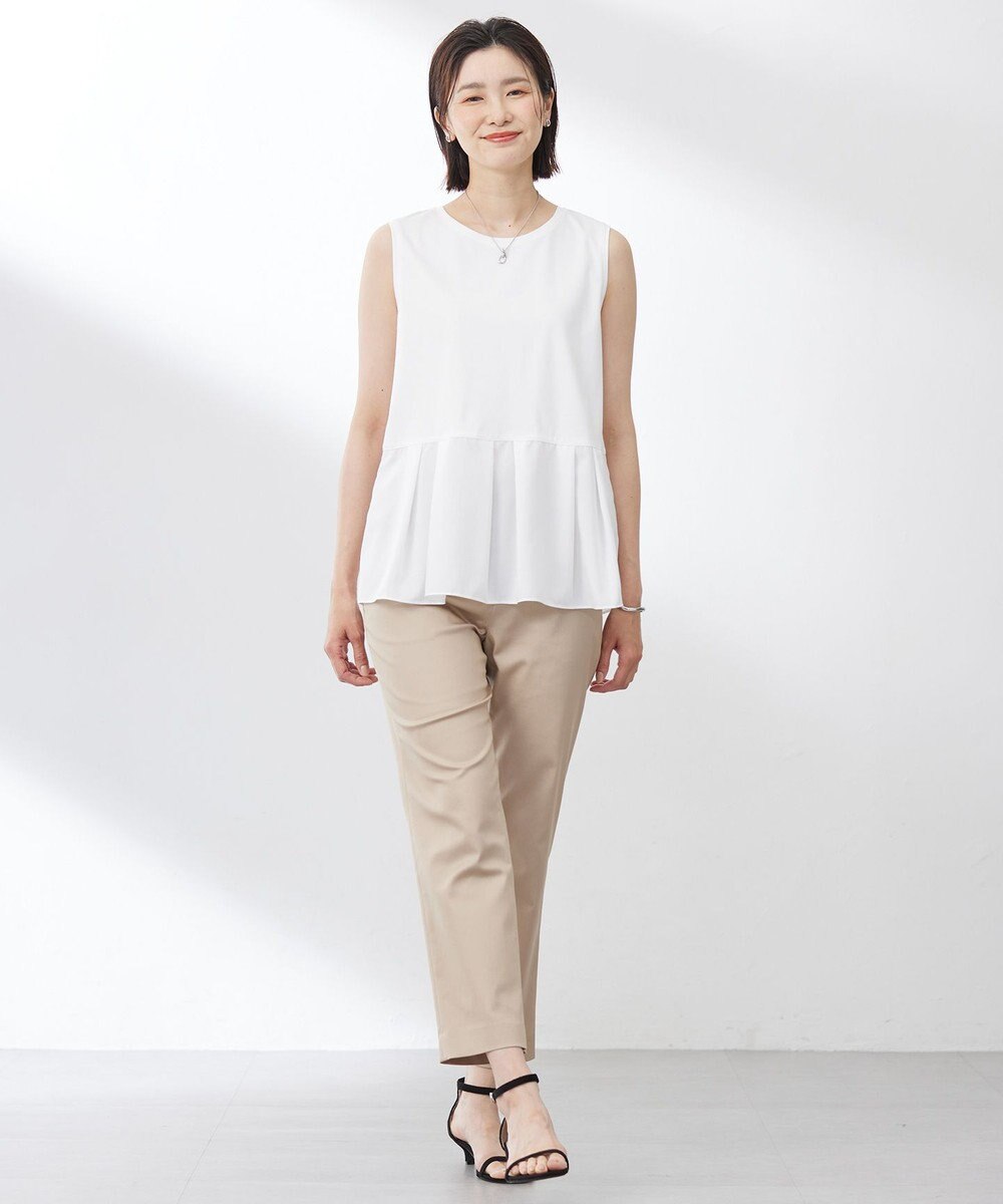 J.PRESS LADIES 【洗える】ノースリーブスムースジャージー フレア カットソー 