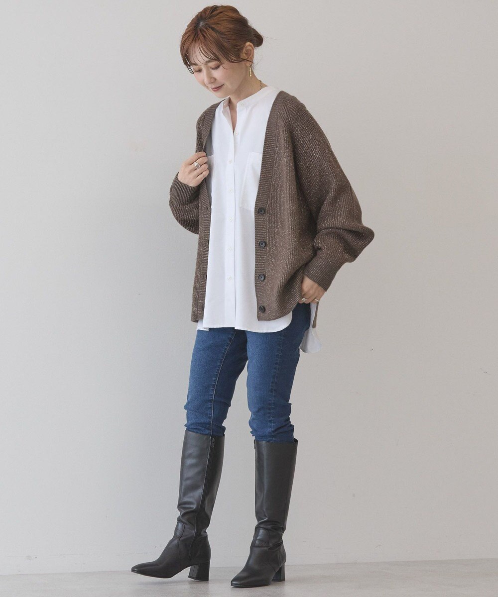 AMERICAN HOLIC バイパチラメ入りＶネック片畦ニットカーディガ 