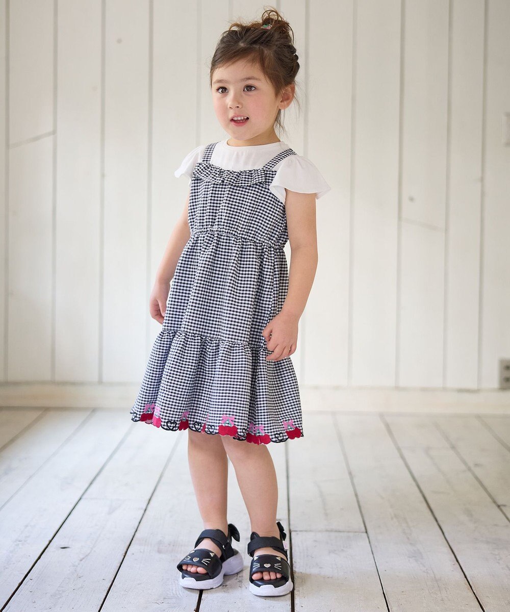 ANY KIDS ギンガム ドッキングワンピース 