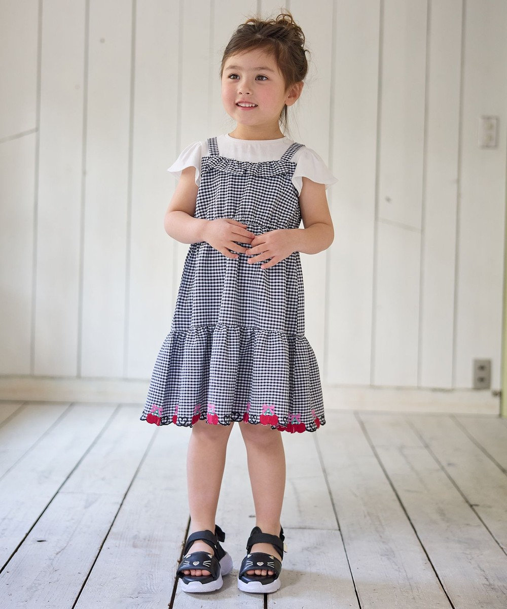 ANY KIDS ギンガム ドッキングワンピース 