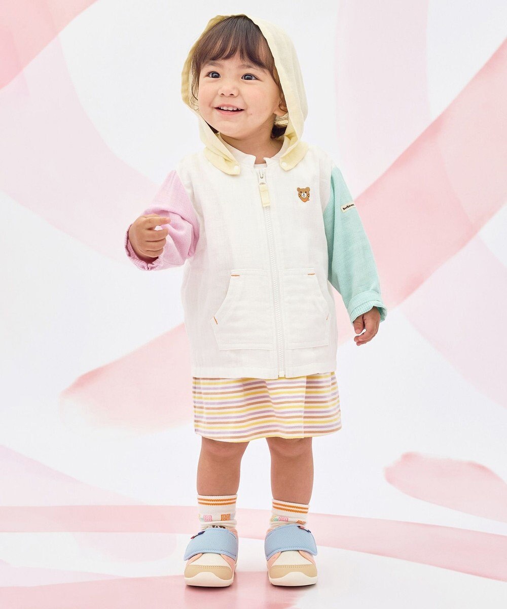 MIKI HOUSE HOT BISCUITS 【80-120cm】二重織ガーゼ素材 パーカ 