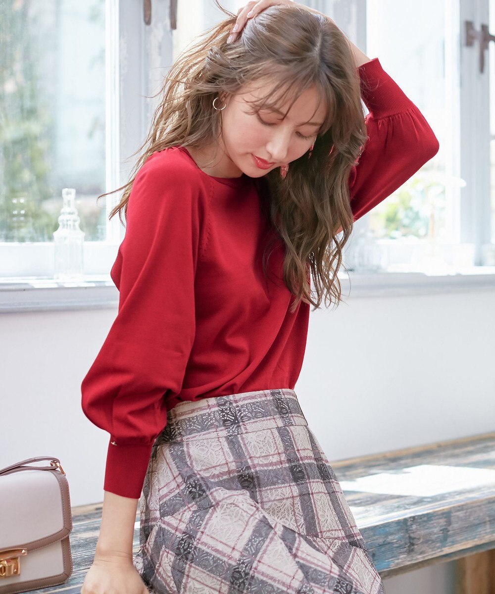 ANY SIS 【洗える】タックポイント ニット 