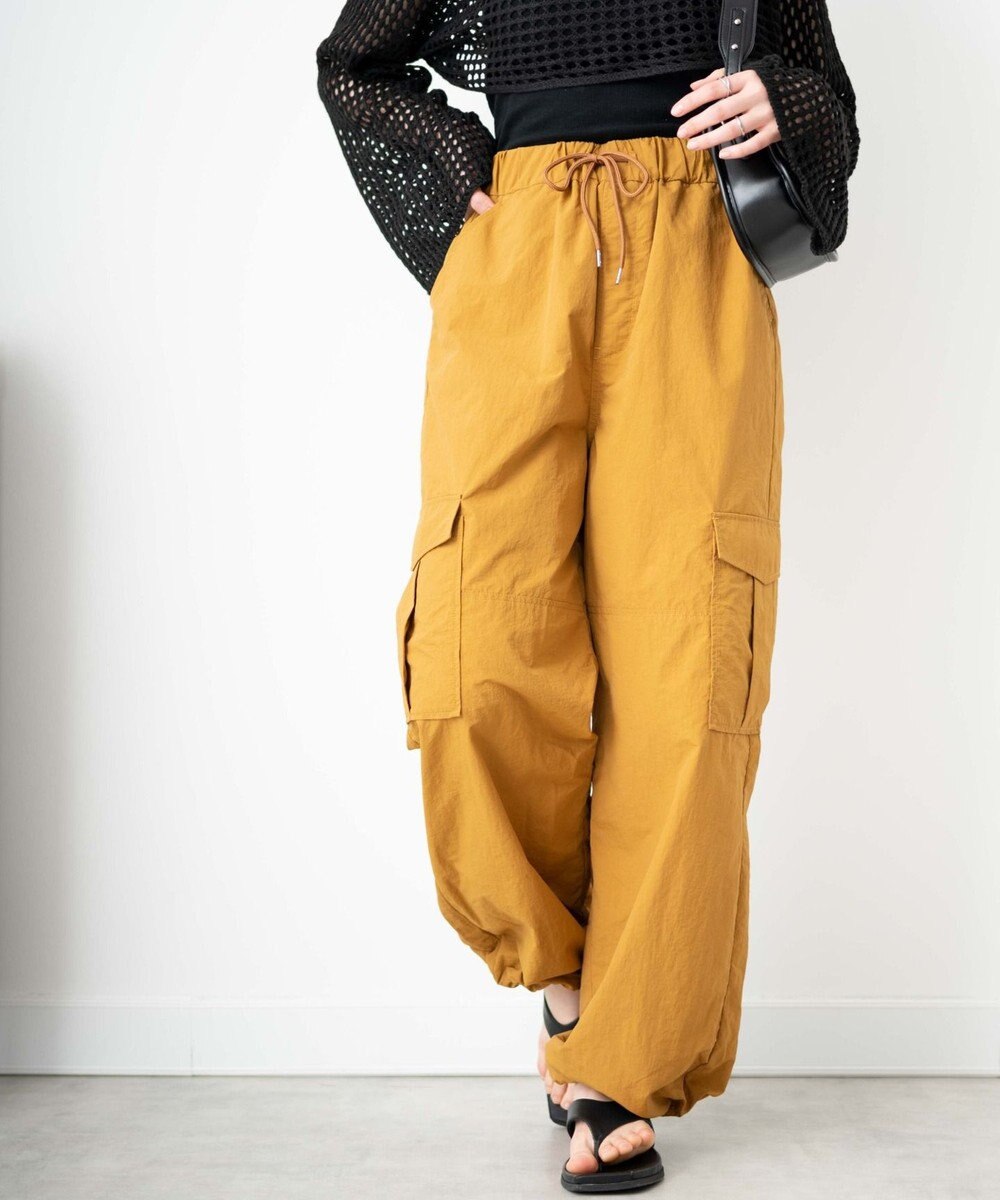 WEGO 【ウエストゴム】ナイロンイージーワイドカーゴパンツ 