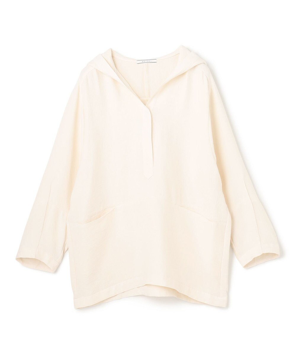 BEIGE， 【洗える】POMONA / Vネックフード付プルオーバー 