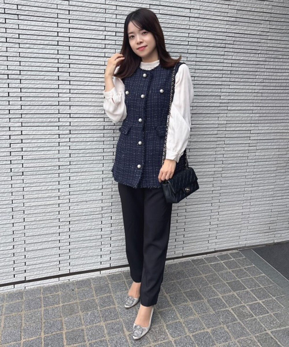 Feroux 【洗える】ラメツイード ジレ 