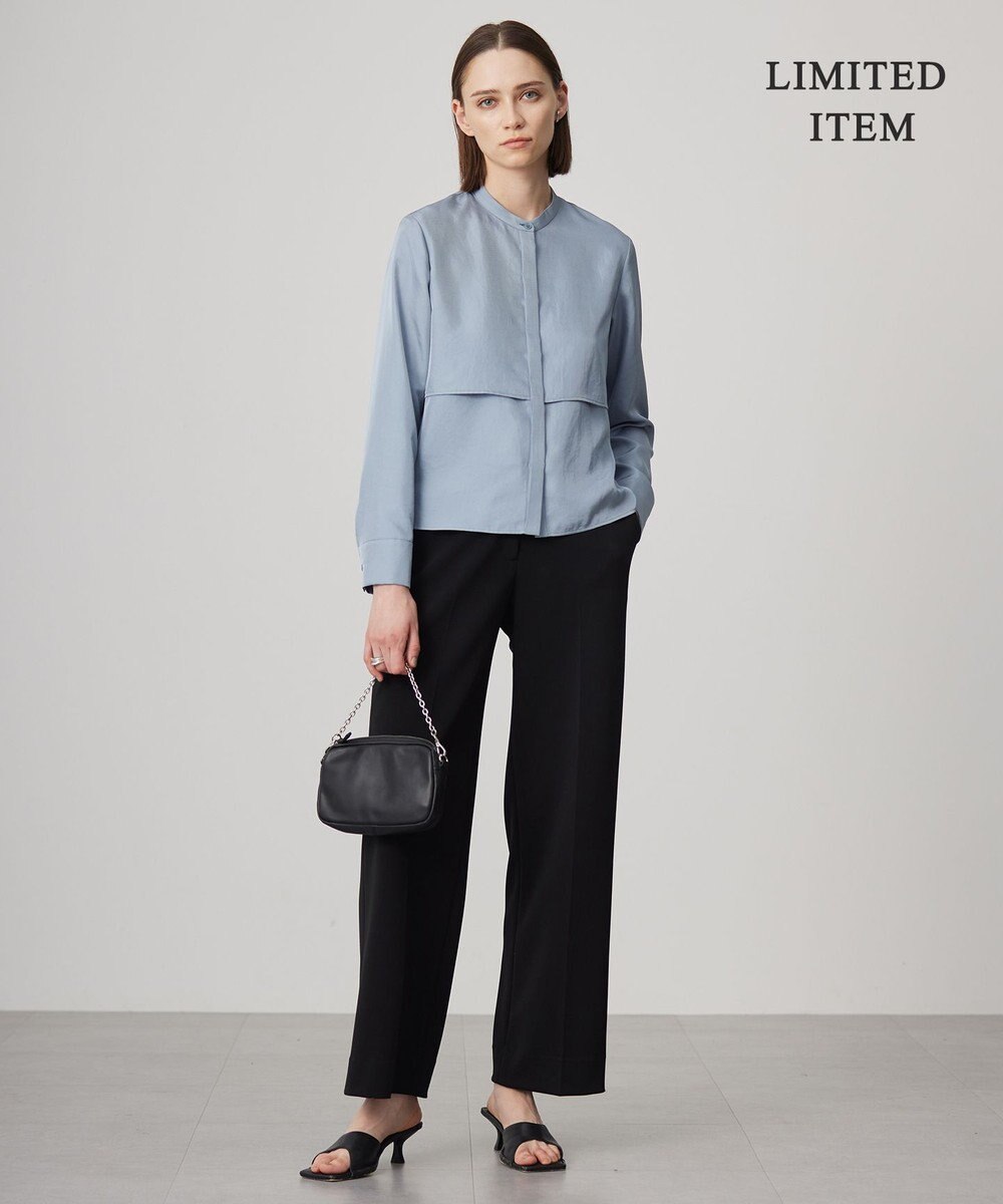 ICB L 【WEB限定・洗える】シルキーツイル  クロップドシャツ 