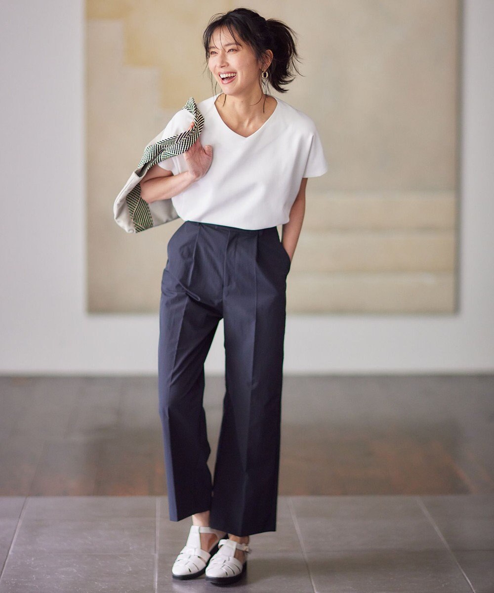 ANY L 【吸水速乾/イージーケア/ストレッチ/ウエストゴム/洗濯機可能】ドライチノタックパンツ 