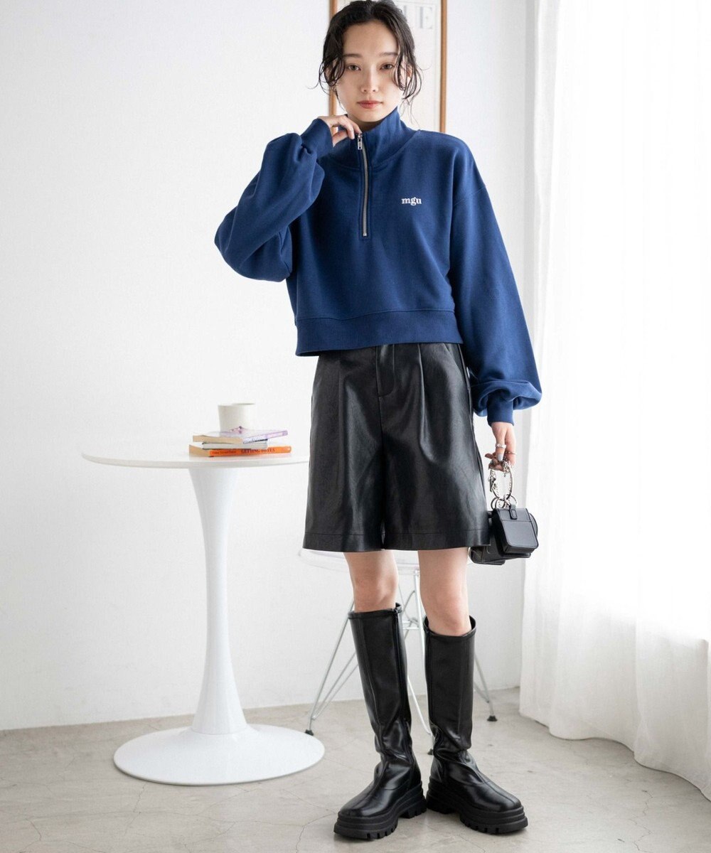 WEGO ハーフジップショートスウェット 