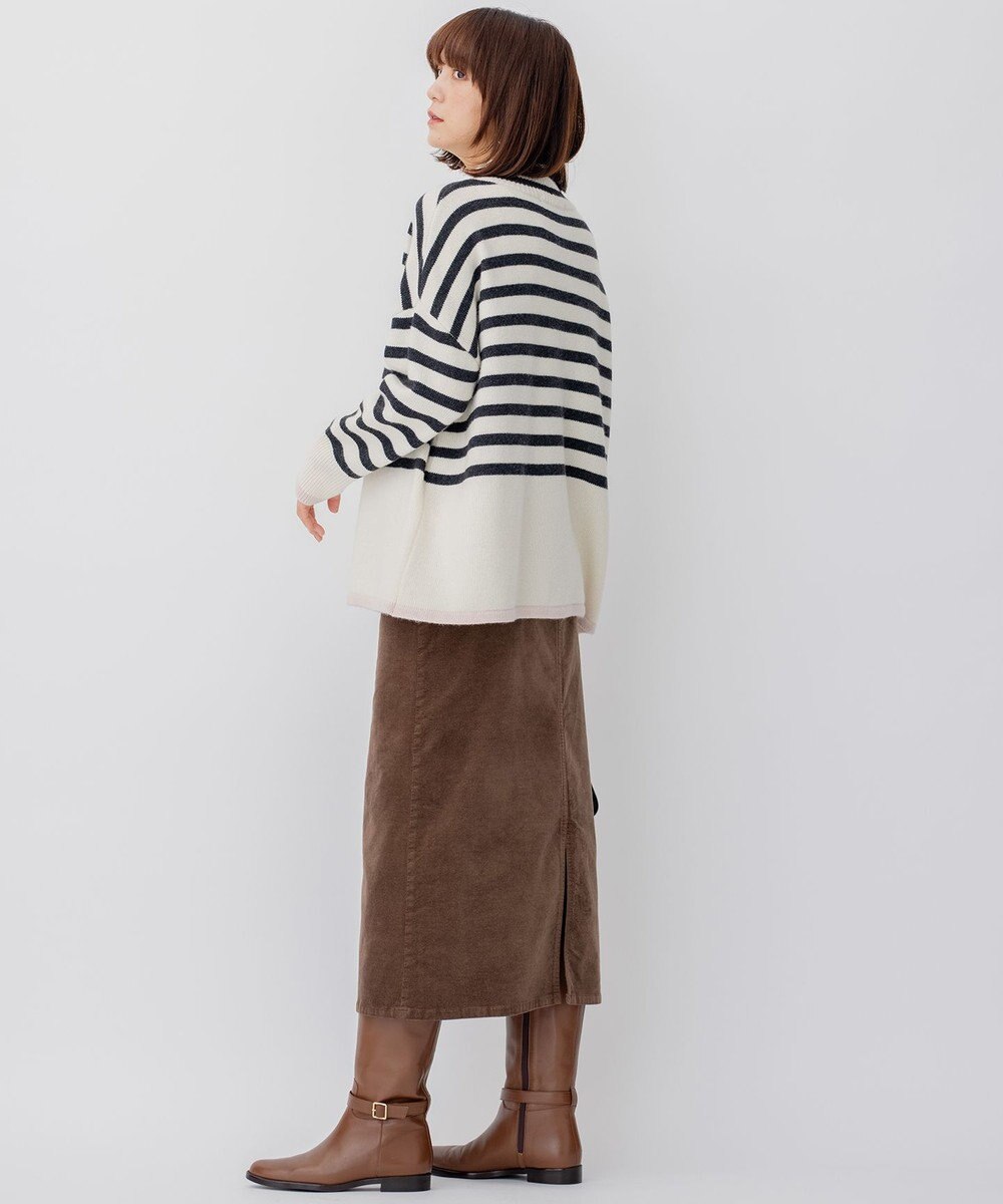 23区 【CLASSY.1月号掲載】ウールナイロン ボーダー ハイネック ニット 