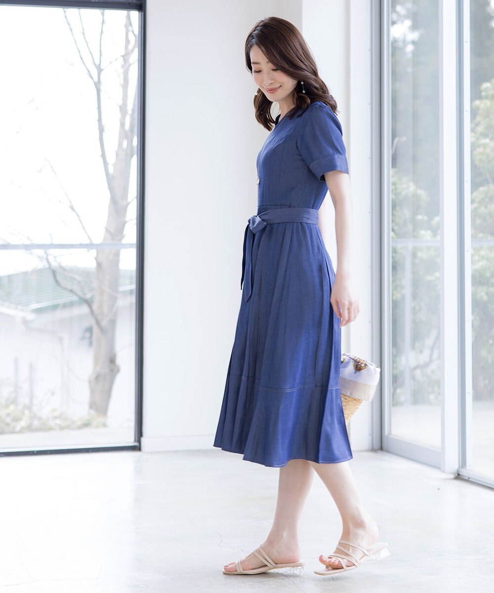 Tiaclasse デニムフレアワンピース 