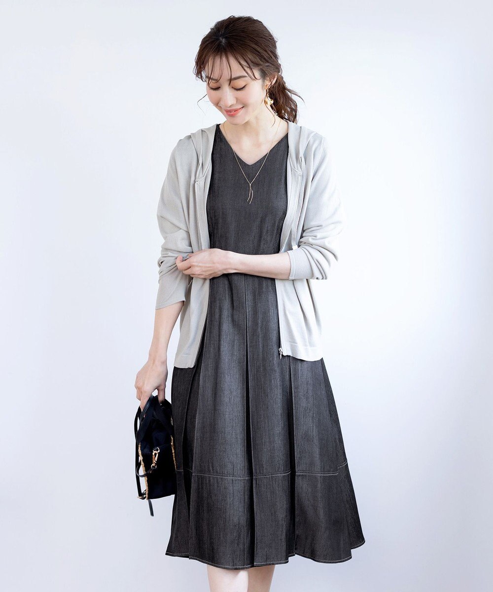 Tiaclasse デニムフレアワンピース 