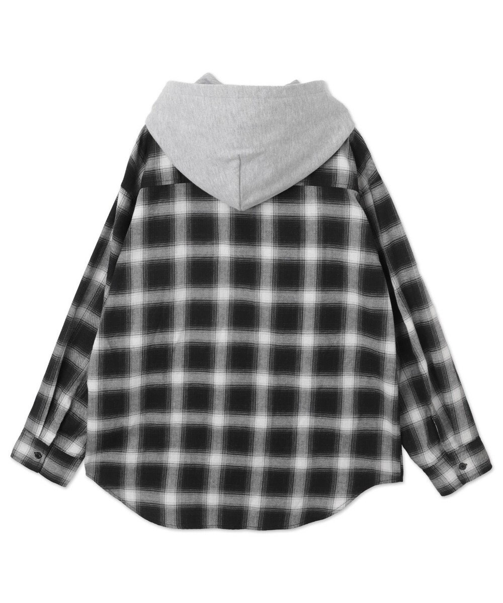 WEGO 裏毛フードチェックシャツ 
