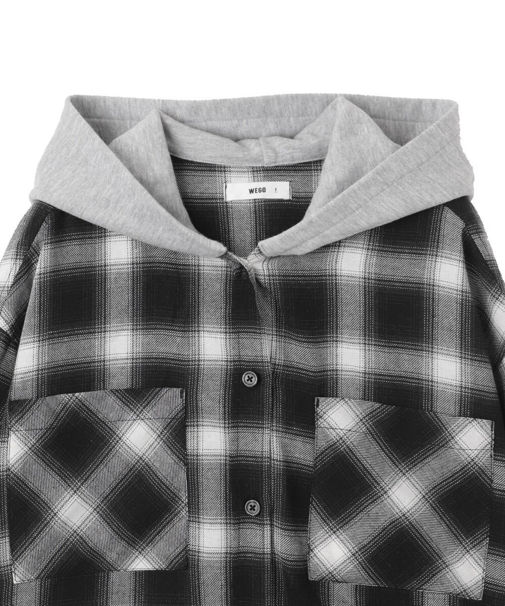 WEGO 裏毛フードチェックシャツ 