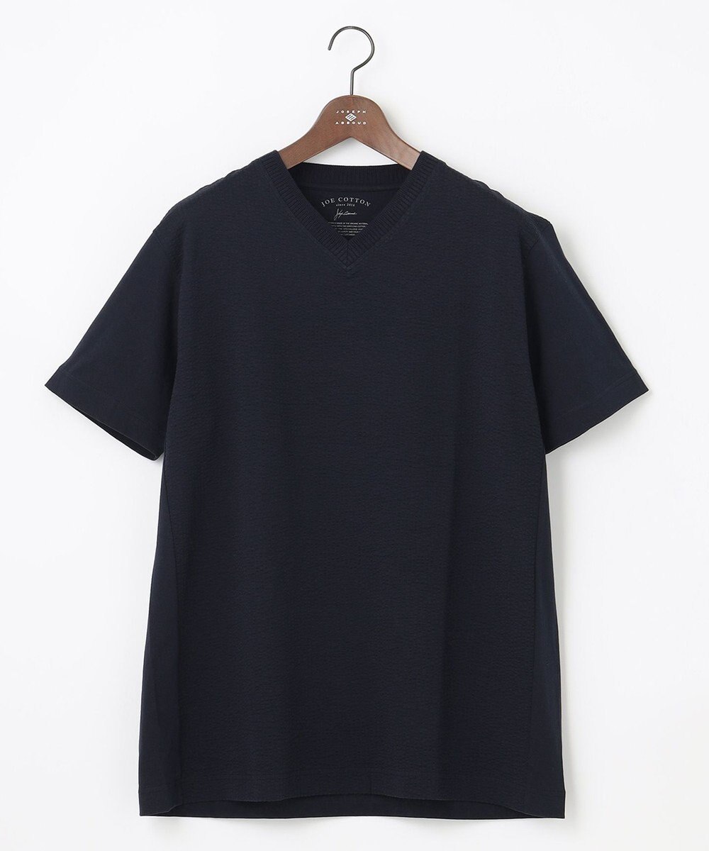 JOSEPH ABBOUD 【キングサイズ・オーガニックコットン使用】JOE COTTONサッカーVネック Tシャツ 