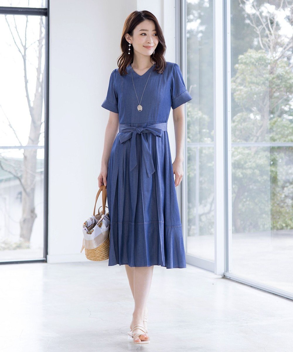 Tiaclasse デニムフレアワンピース 