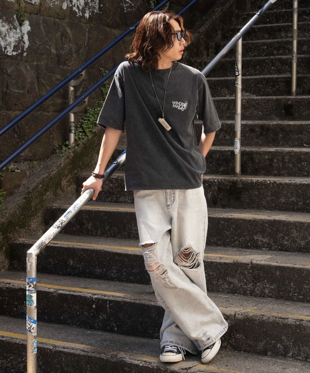 WEGO スーパーバギーダメージデニムパンツ 