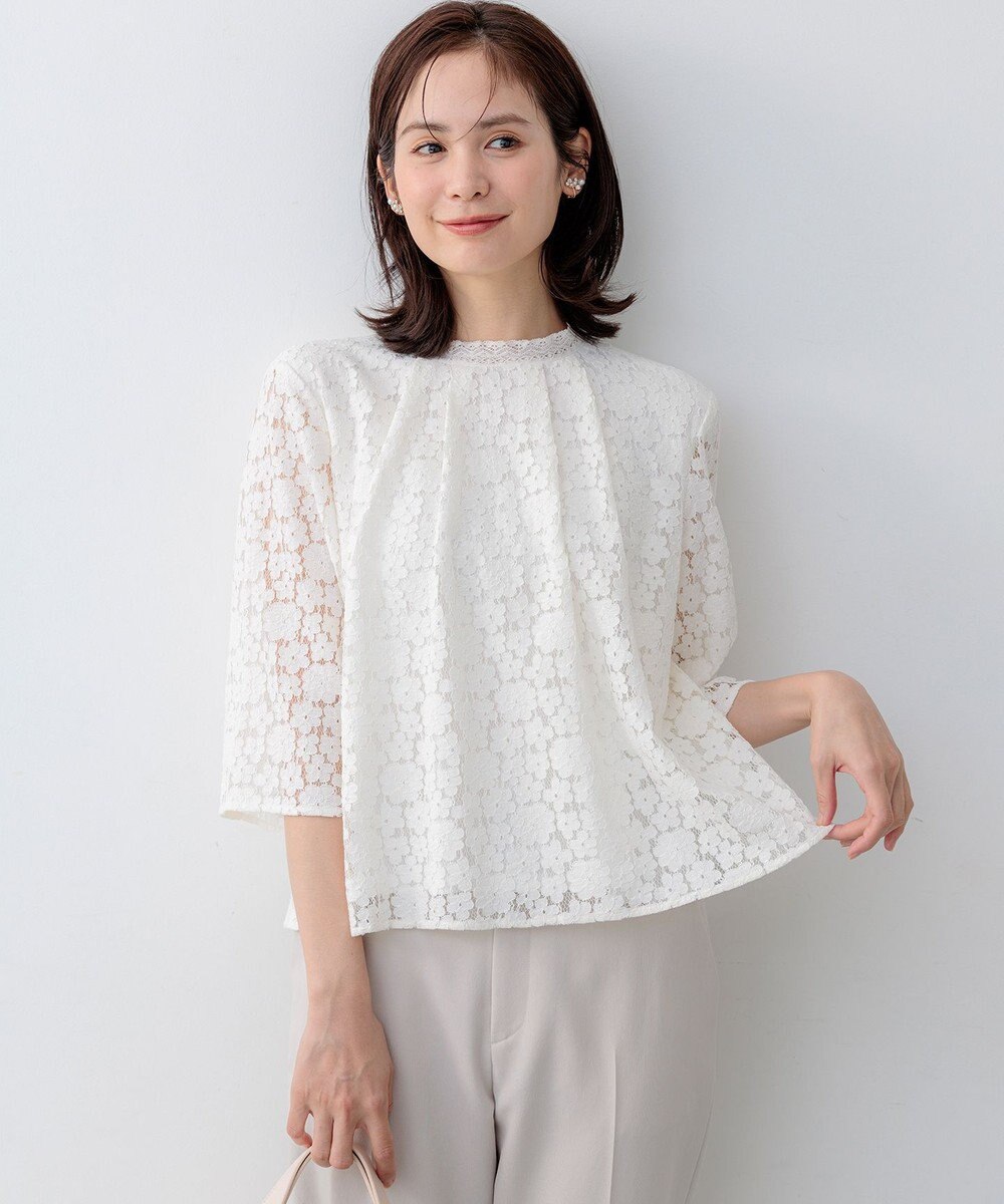 組曲 L フラワーラッセルレーススタンド襟 ブラウス 