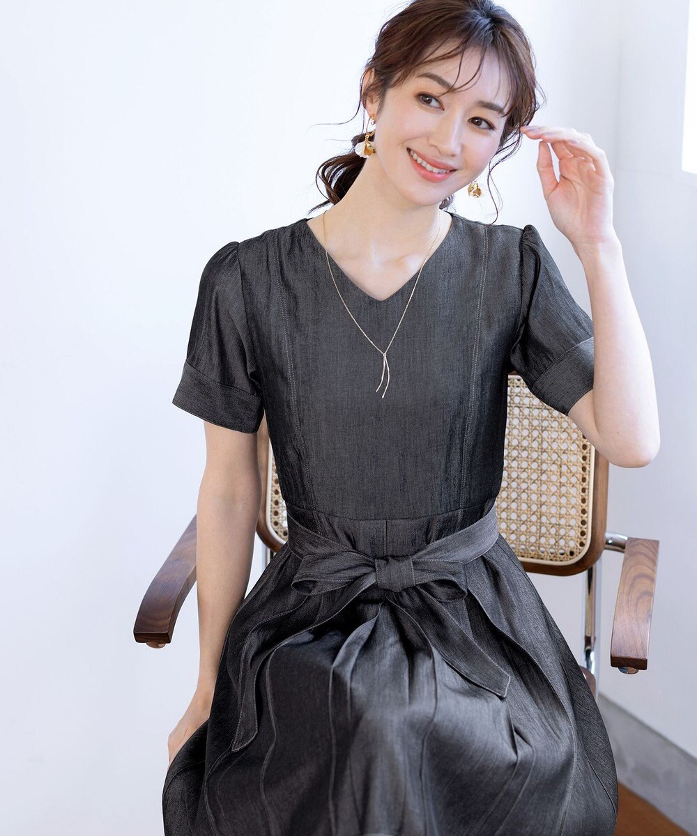 Tiaclasse デニムフレアワンピース 