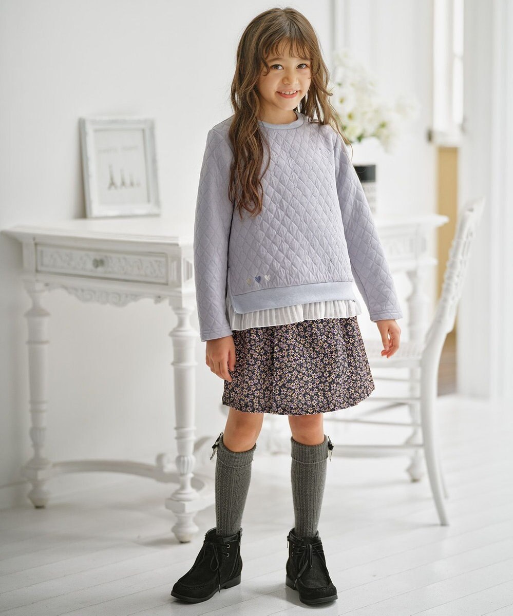 組曲 KIDS 【110-140㎝】モノトーンフラワーコーデュロイ キュロット 