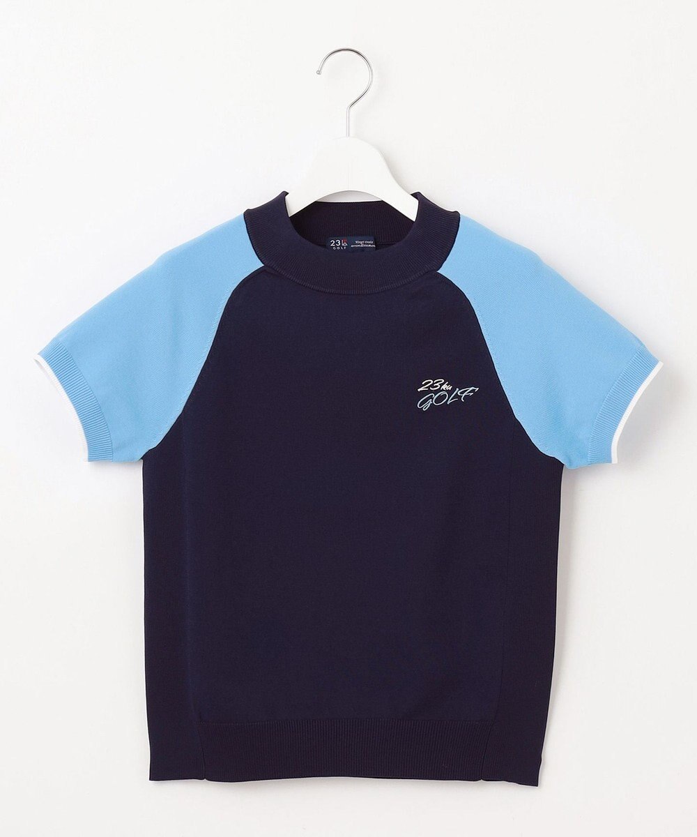 23区GOLF 【WOMEN】【ウォッシャブル】バイカラー モックネック ニット 