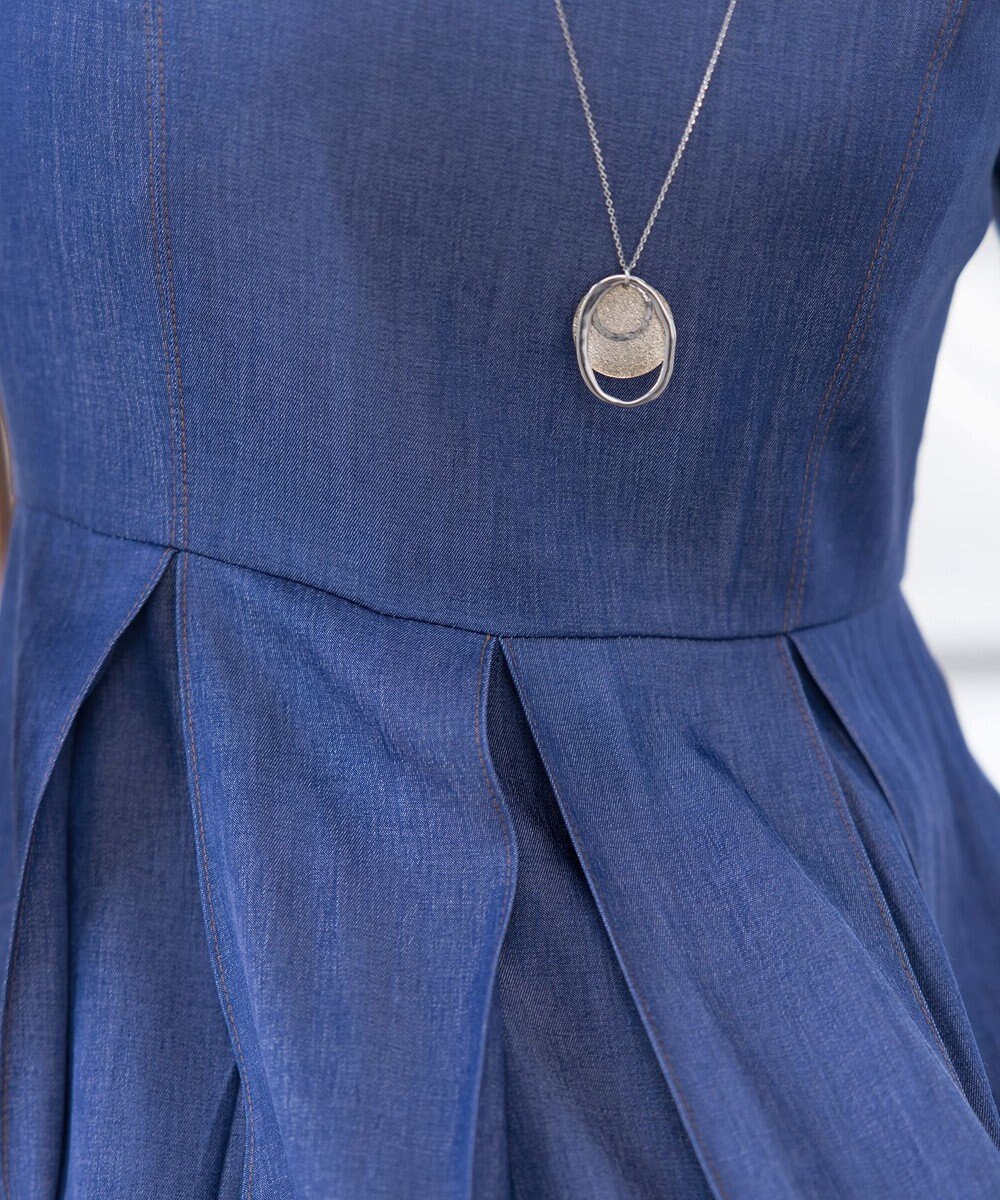 Tiaclasse L デニムフレアワンピース 