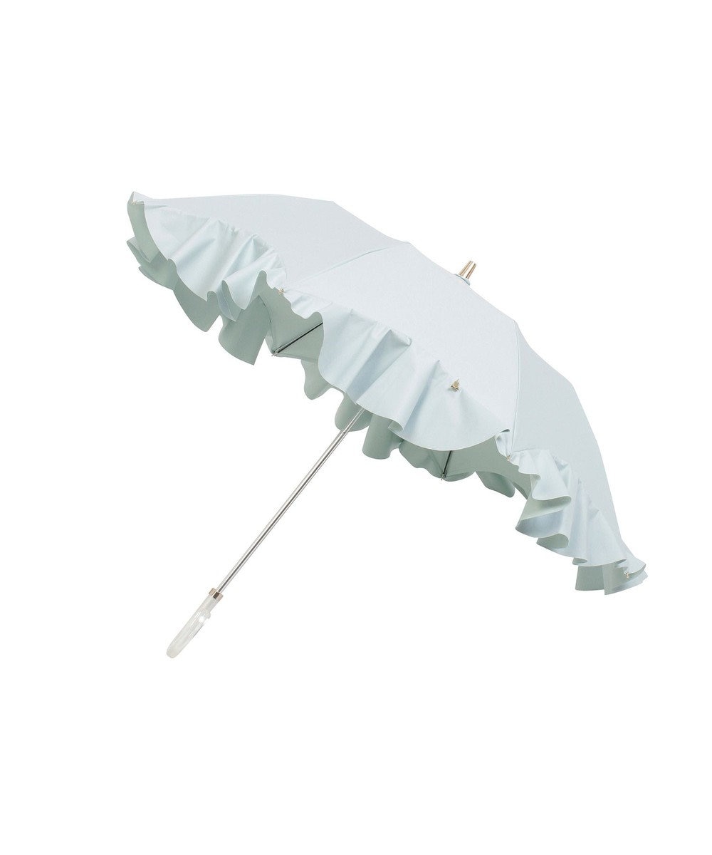 MOONBAT 【1級遮光/遮熱/UV】LANVIN en Bleu (ランバン オン ブルー)晴雨兼用日傘 ラッフルフリル 無地 チャーム付き 折りたたみ傘 楽折 