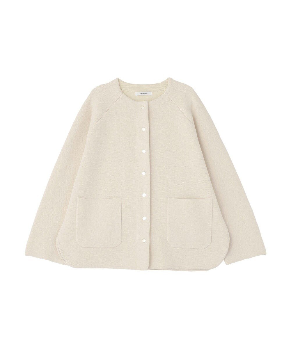 AMERICAN HOLIC Wフェイスラウンドヘム ラグランニットカーディガン 