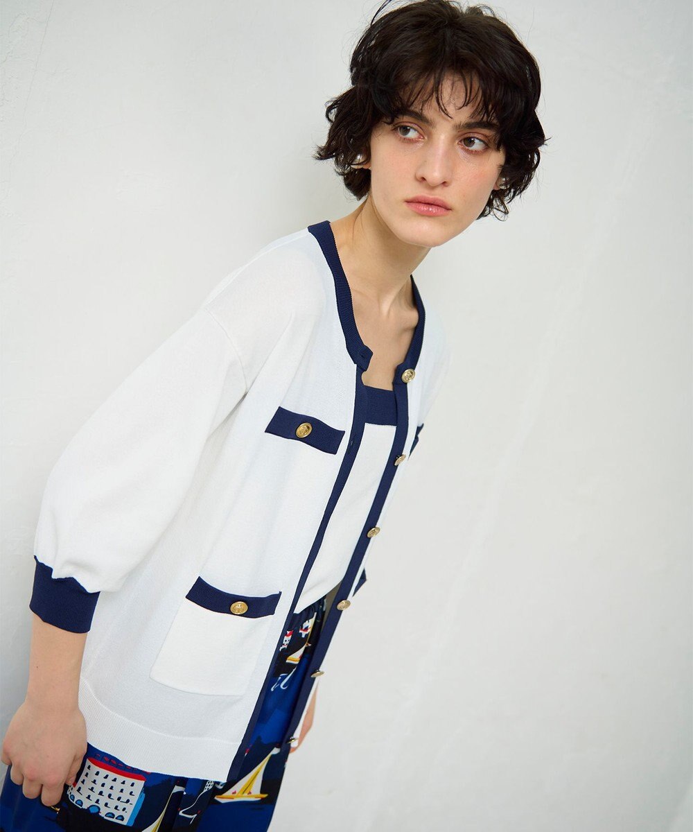 GRACE CONTINENTAL 配色ニットカーディガン 