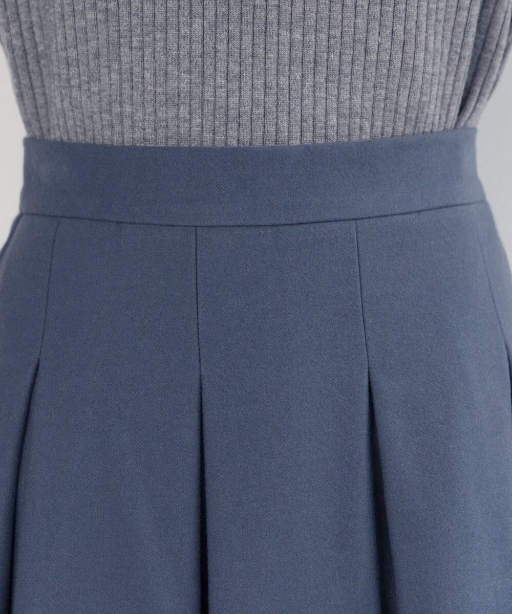 Tiaclasse L 【洗える】大人上品なウール調タックフレアスカート 