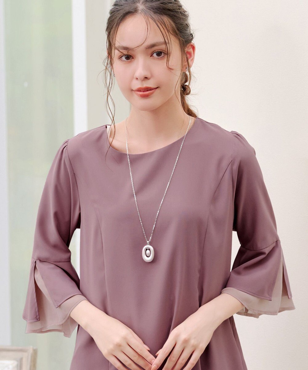 Tiaclasse 【新色追加・洗える】シフォンフレア袖チュニックブラウス 