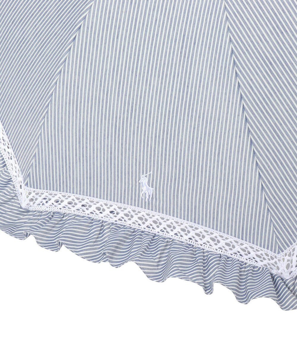 MOONBAT POLO RALPH LAUREN 晴雨兼用 長傘 ストライプフリル 日傘 一級遮光 遮熱 UV 