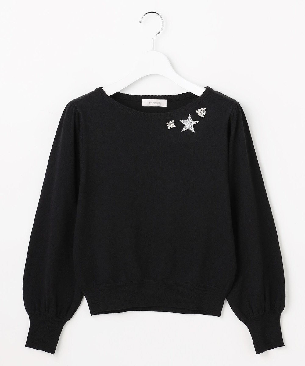 Feroux ブローチデザインニット プルオーバー 