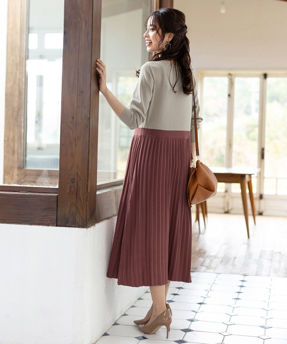 Tiaclasse L 【洗える】1枚で着映えするプリーツニットワンピース 