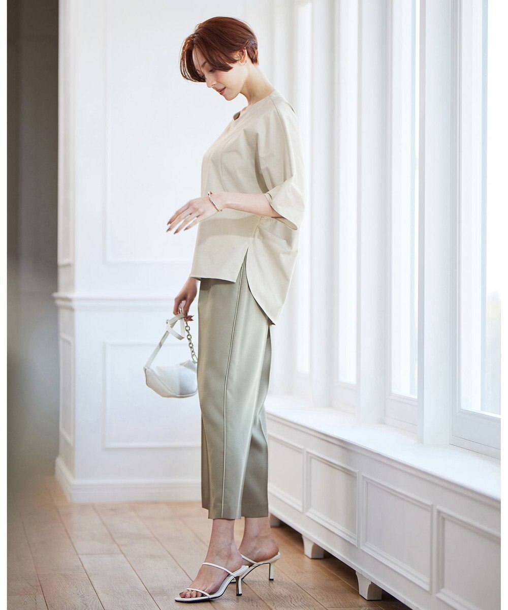 ICB 【WEB限定カラーあり】FluidBackSatin ワイドクロップドパンツ 