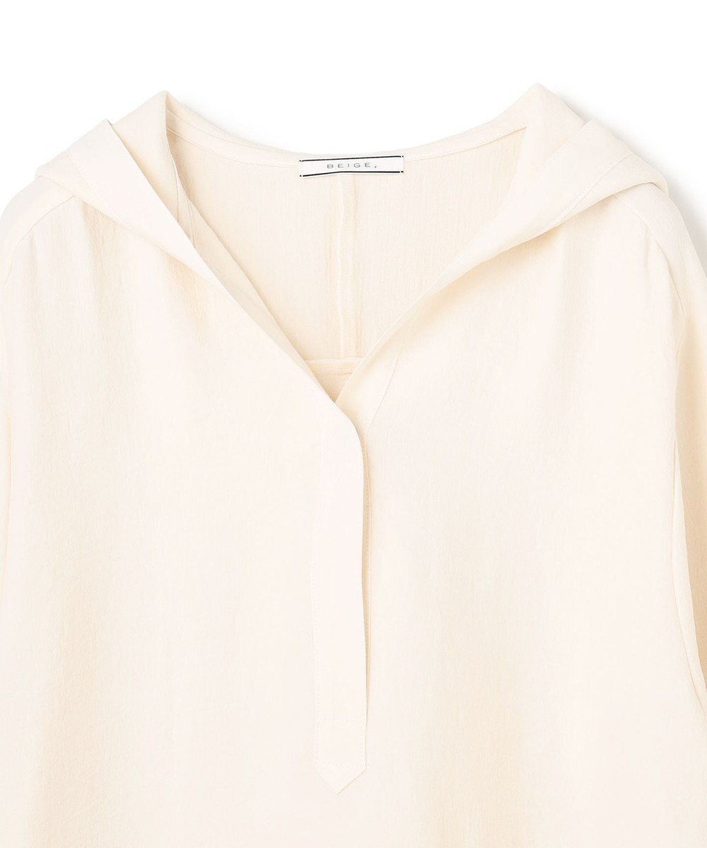 BEIGE， 【洗える】POMONA / Vネックフード付プルオーバー 