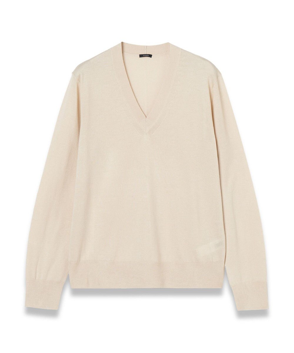 JOSEPH 【洗える】スーパーファインコットンシルク　Vネックニット 