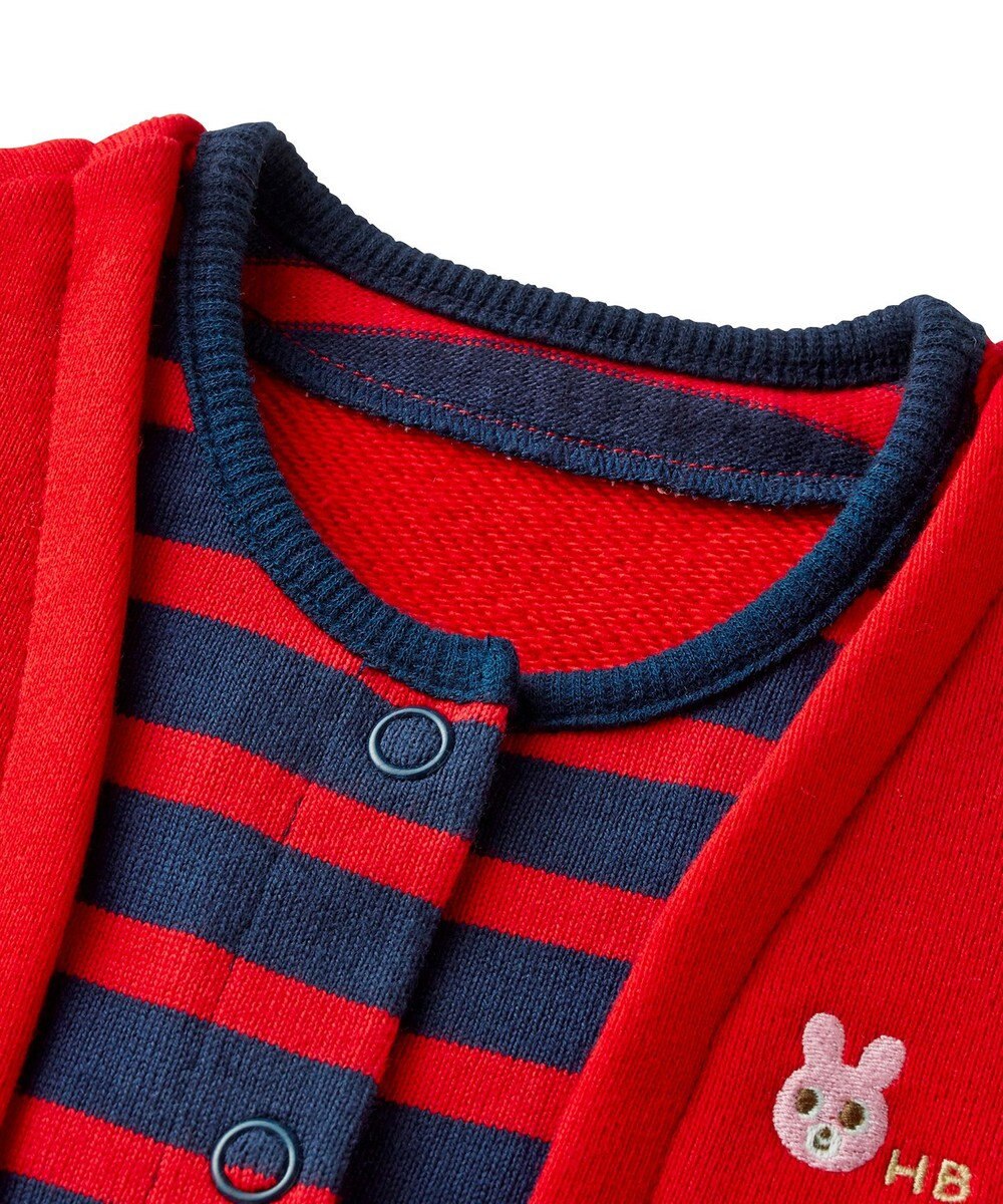 MIKI HOUSE HOT BISCUITS 【70-80cm】カーディガン重ね着風 7分丈カバーオール 