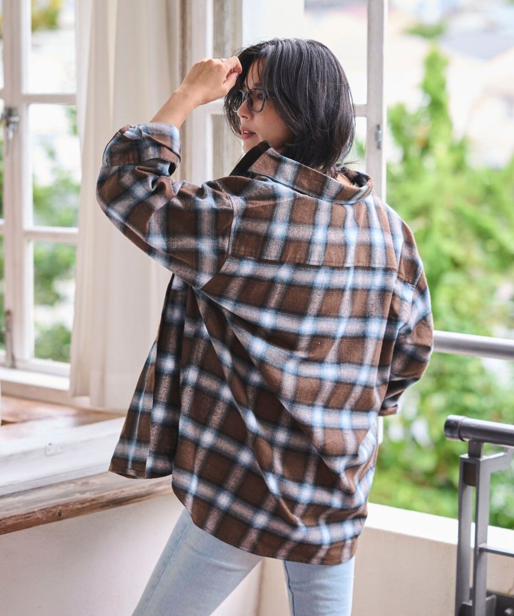 WEGO 【2025年秋冬新作/SMLサイズ展開/ユニセックス着用ITEM】オンブレチェックネルシャツ（LS） 