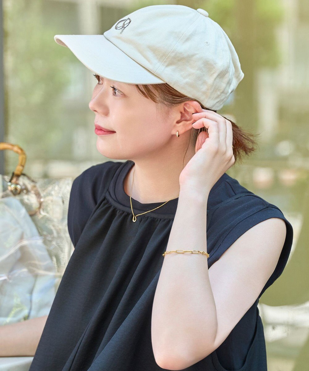 Phoebe 【金属アレルギー対応】ワンタッチビジューフープミニピアス　ゴールド/サージカルステンレス 