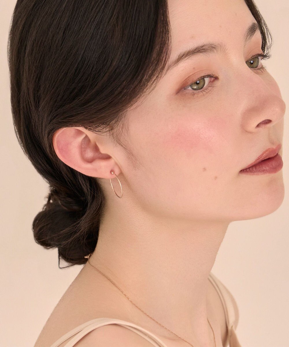 Phoebe 〈金属アレルギー対応〉ファインスレッドフープセラミックポストピアス シンプル/フープピアス 