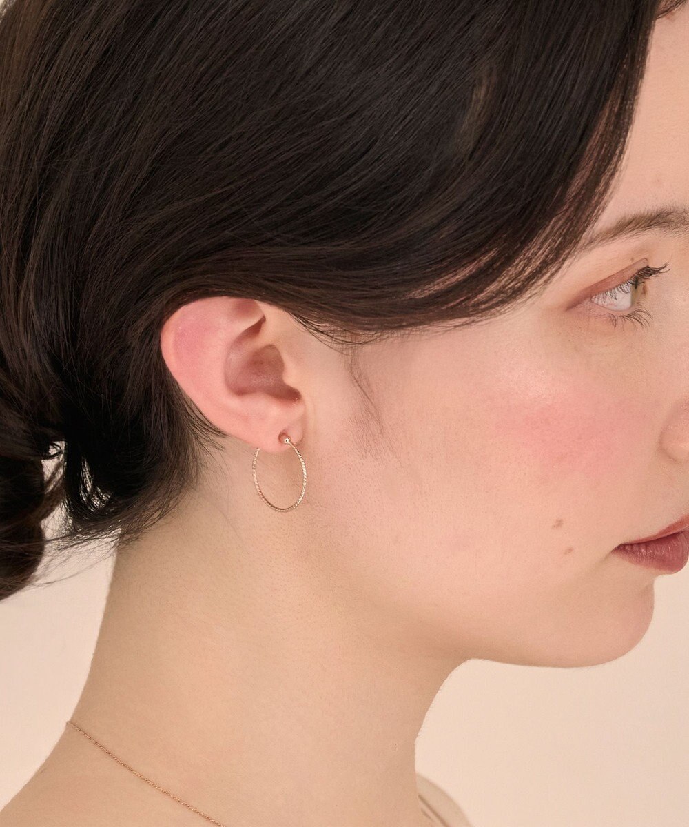 Phoebe 〈金属アレルギー対応〉ファインスレッドフープセラミックポストピアス シンプル/フープピアス 