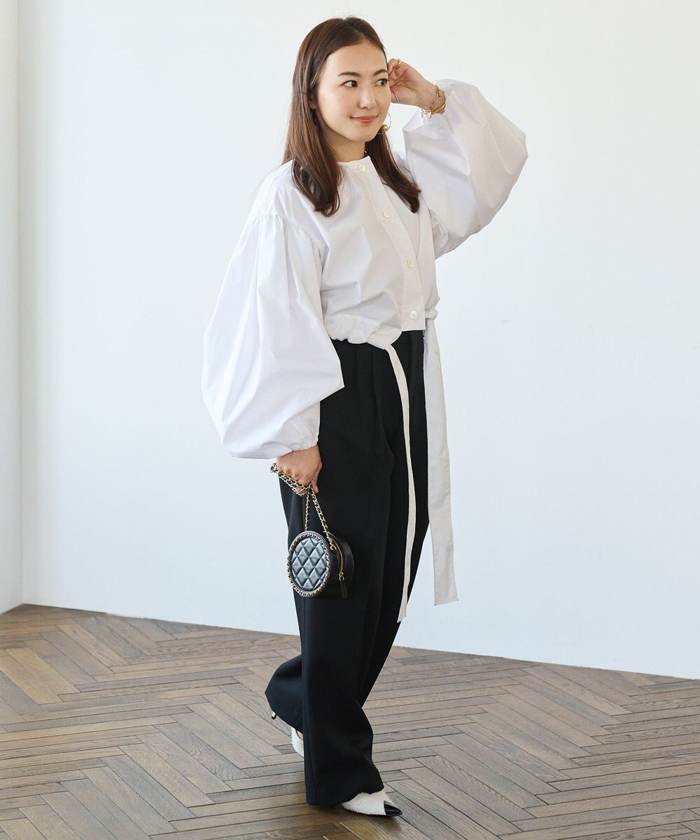 #Newans ハイウエスト2タックパンツ 