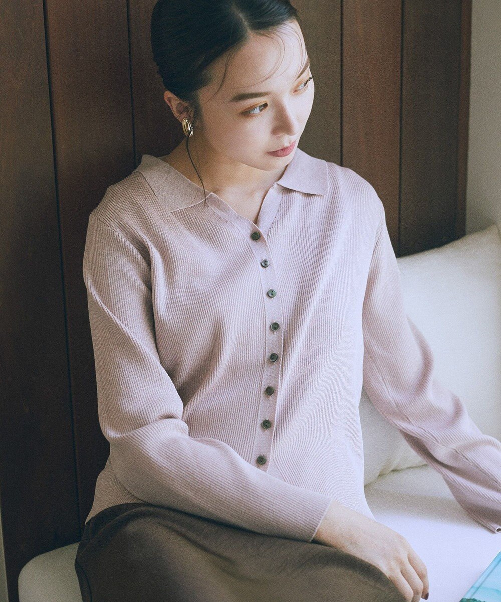 earth music&ecology 【接触冷感】襟付きニットカーディガン 
