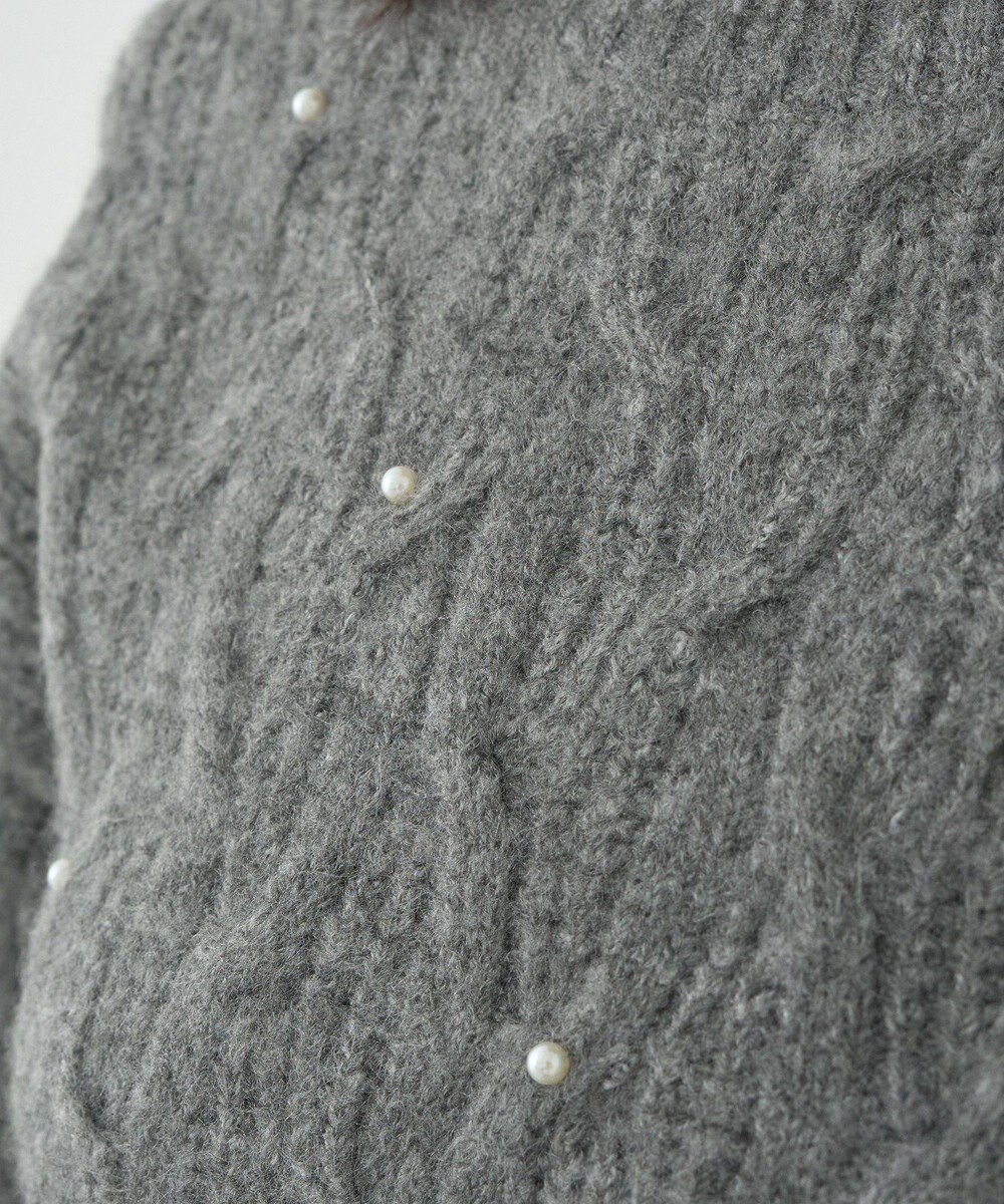 earth music&ecology パール＆ケーブルニットプルオーバー 