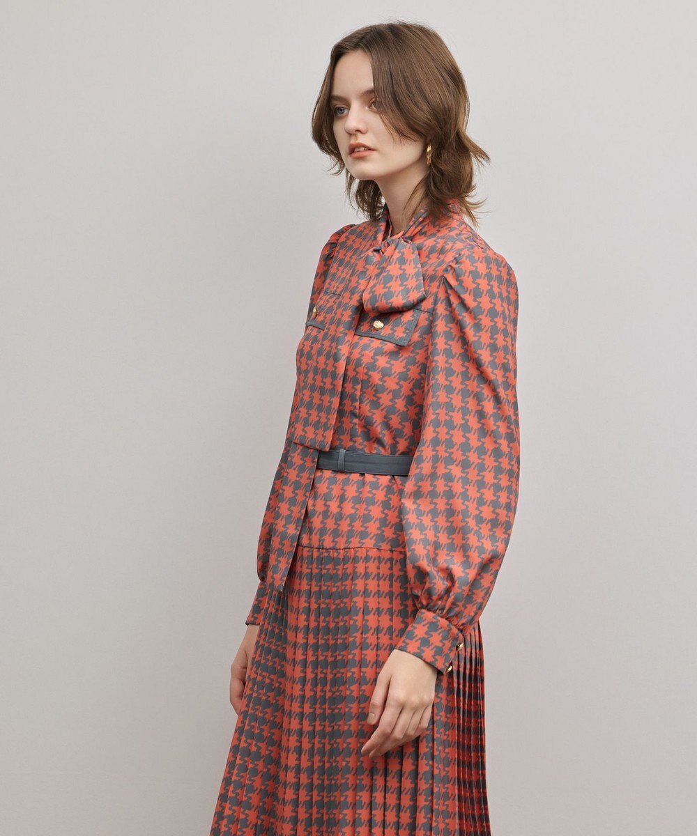 GRACE CONTINENTAL バイカラーチェックプリントワンピース 