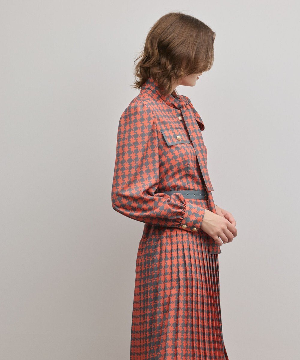 GRACE CONTINENTAL バイカラーチェックプリントワンピース 