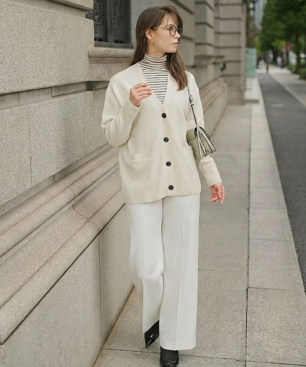 UNFILO L 【野呂佳代さん着用】コットンカシミヤニット Vネックカーディガン 