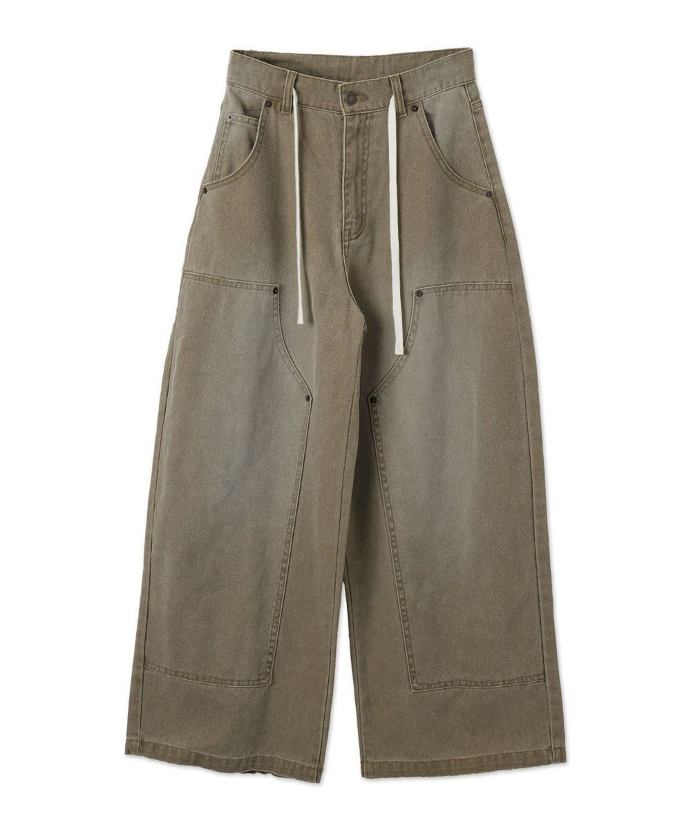 WEGO ヴィンテージウォッシュダックダブルニーバギーパンツ 