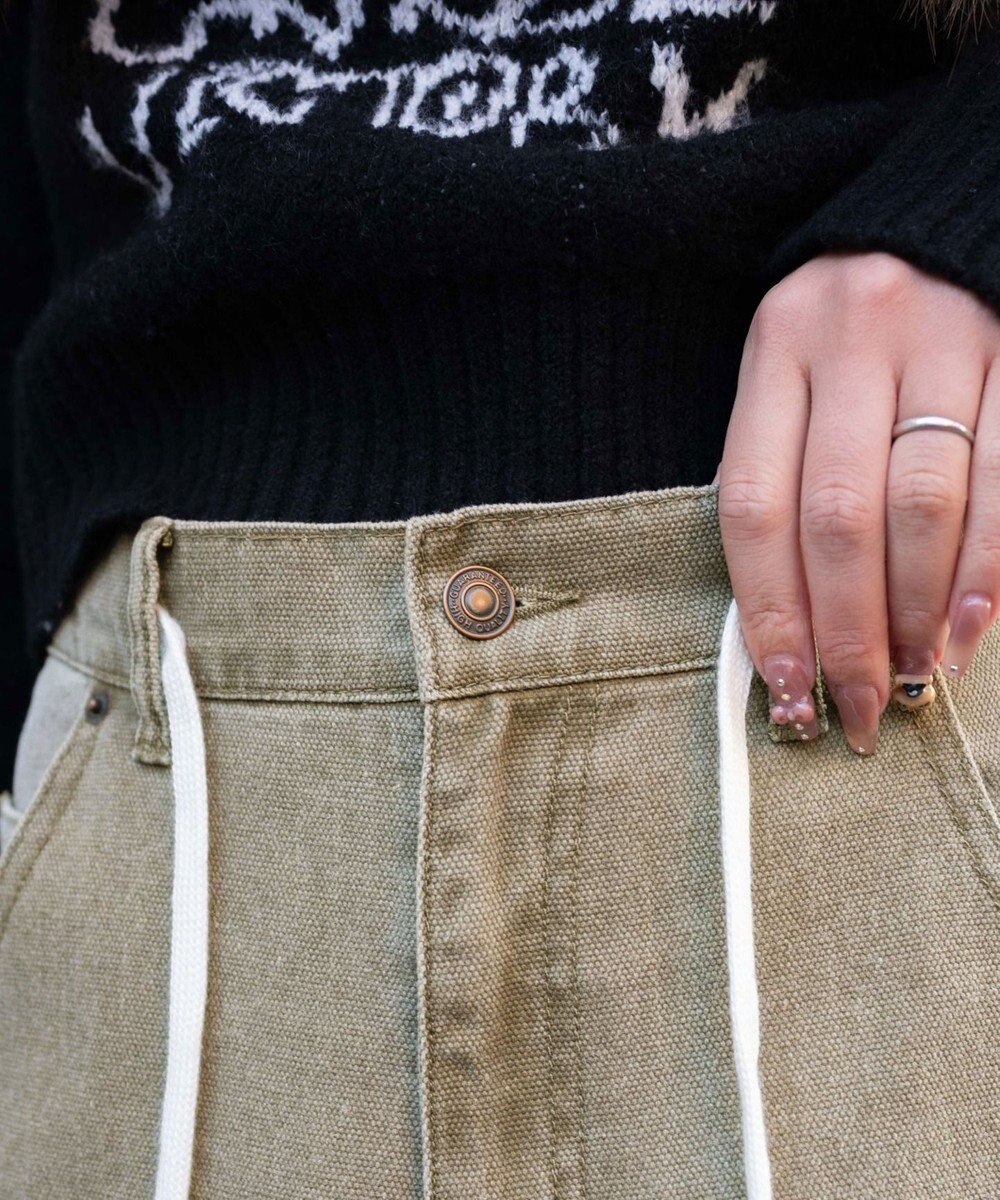 WEGO ヴィンテージウォッシュダックダブルニーバギーパンツ 