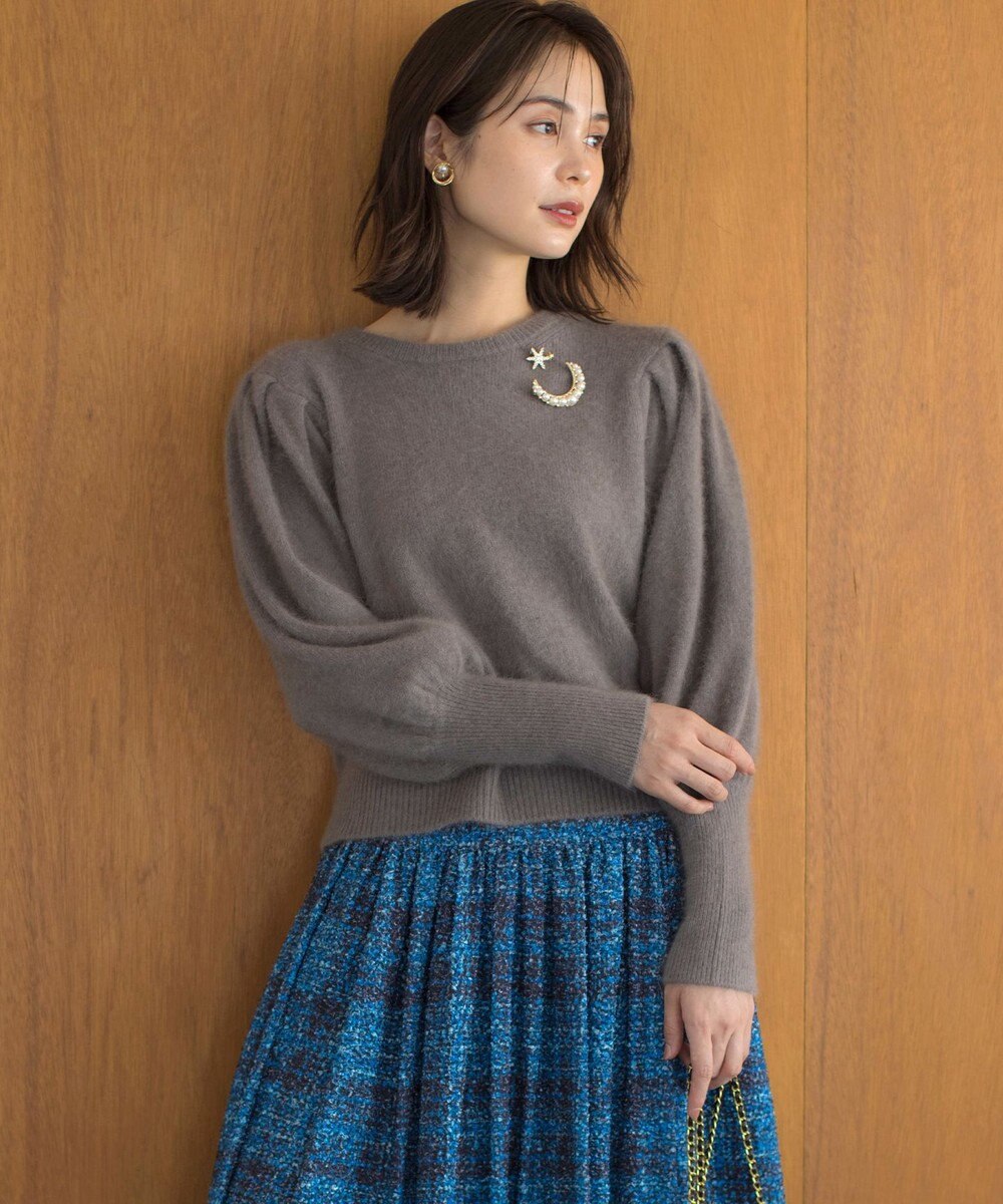 組曲 L 【WEB限定】フラッフィーファー パフスリーブニット 